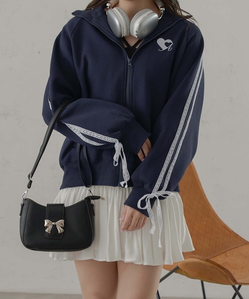 Ambre Neige（アンブルネージュ）の「レースライントラックジャケット/WEB/EC限定商（スウェット・レディース・杢グレー/ネイビー・FREE）」の19枚目の写真