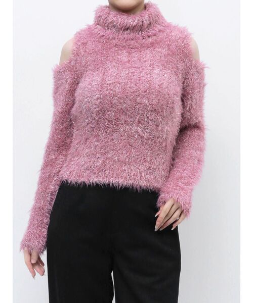 RESEXXY（リゼクシー）の「ラメシャギータートルネックニットトップス（ニット/セーター・レディース・ブラック/ベージュ/ピンク・FREE）」の5枚目の写真