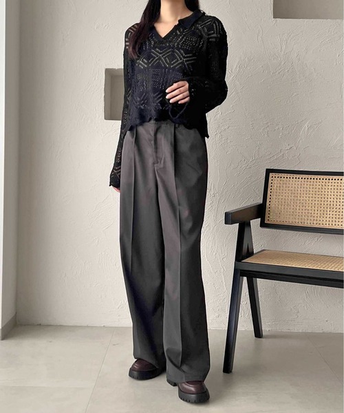apres jour clair(アプレジュールクレア)の「【apres jour clair】透かし編みニット【ZOZOTOWN限定アイテム】(ニット/セーター・レディース・ブラック/ベージュ/モカ・フリー)」の9枚目の写真