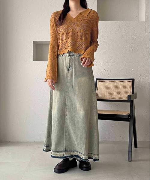 apres jour clair(アプレジュールクレア)の「【apres jour clair】透かし編みニット【ZOZOTOWN限定アイテム】(ニット/セーター・レディース・ブラック/ベージュ/モカ・フリー)」の12枚目の写真