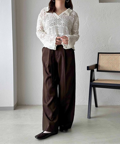 apres jour clair(アプレジュールクレア)の「【apres jour clair】透かし編みニット【ZOZOTOWN限定アイテム】(ニット/セーター・レディース・ブラック/ベージュ/モカ・フリー)」の19枚目の写真