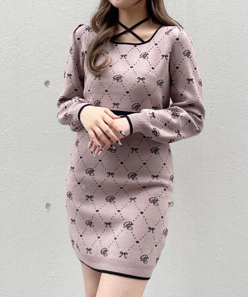 ジャガードバックリボンワンピース（ワンピース）｜abc une face（アー