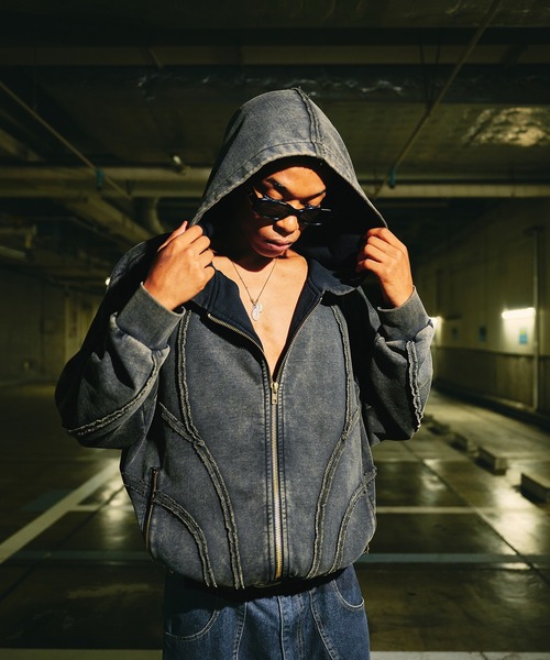 ANDER HUNK ダメージオーバーダイジップパーカー Damege Overdyed Zip-up Parker/ダメージオーバーダイジップ