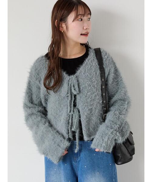 ehka sopo（エヘカソポ）の「◎前後2WAYシャギーリボンカーディガン（カーディガン/ボレロ・レディース・キナリ/ベージュ/グレー・F）」の2枚目の写真