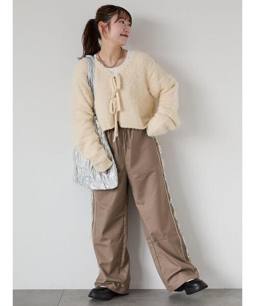 ehka sopo（エヘカソポ）の「◎前後2WAYシャギーリボンカーディガン（カーディガン/ボレロ・レディース・キナリ/ベージュ/グレー・F）」の4枚目の写真