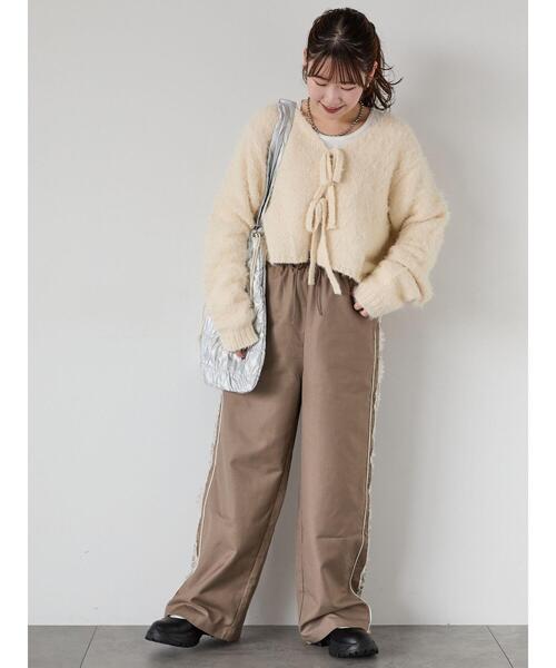 ehka sopo（エヘカソポ）の「◎前後2WAYシャギーリボンカーディガン（カーディガン/ボレロ・レディース・キナリ/ベージュ/グレー・F）」の5枚目の写真