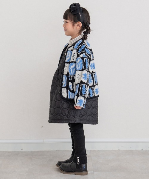 RAGMART(ラグマート)の「ジャカードボアフリースジャケット(カーディガン/ボレロ・キッズ・ブラック/カーキ・80cm/90cm/95cm)」の4枚目の写真