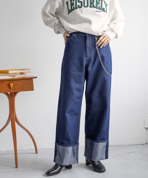 LOWRYS FARM デニムセットアップ　完売品　✴︎新品未使用 セール】オリカエシラメデニムパンツ 251628（デニムパンツ）｜LOWRYS