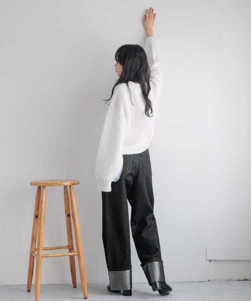 LOWRYS FARM(ローリーズファーム)の「オリカエシラメデニムパンツ 251628(デニムパンツ・レディース・ブラック/ブルー・SMALL/MEDIUM)」の9枚目の写真