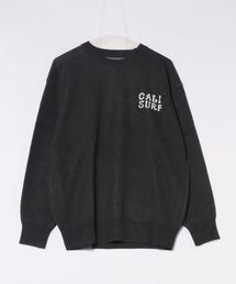 【CALISURF】綿アクリル ビッグSMILEYバックロゴニット クルーネックニット