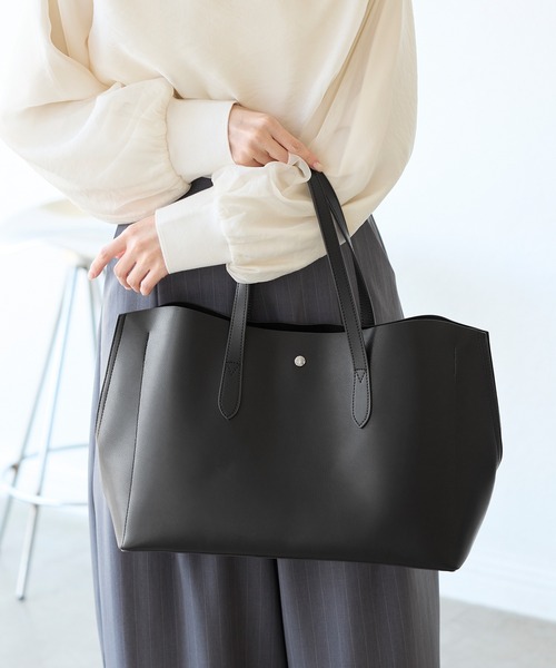 ROPE' PICNIC(ロペピクニック)の「【Legato Largo/レガートラルゴ】【軽量】かるいかばんトートバッグ/通勤対応(トートバッグ・レディース・グレー系その他/ブラック・FREE)」の3枚目の写真
