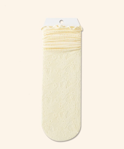 c.u.l（シーユーエル）の「フラワー ストライプ柄 レースソックス 足袋ソックス cula1043（ソックス/靴下・レディース・ブラック/ホワイト/ライトイエロー・FREE）」の13枚目の写真