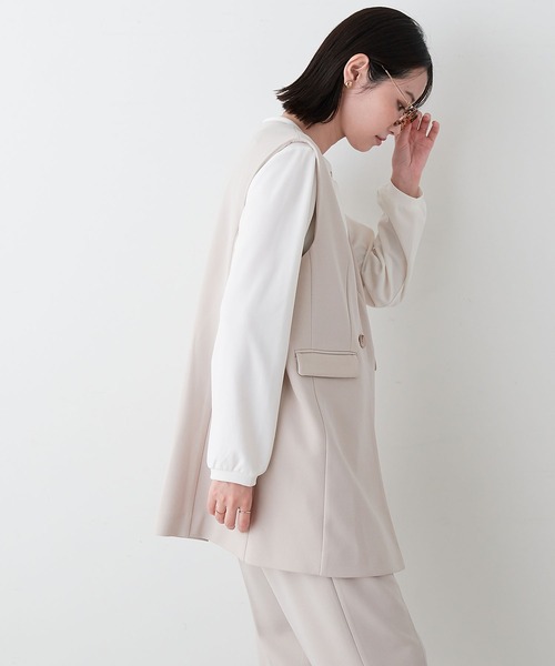 anyfee（エニフィー）の「【anyfee】パネルラインベスト（ジレ）/セレモニー オケージョン オフィス（上下別売り）（スーツベスト・レディース・ブラック/グレー/ベージュ/ネイビー・LL/3L/4L/5L）」の21枚目の写真