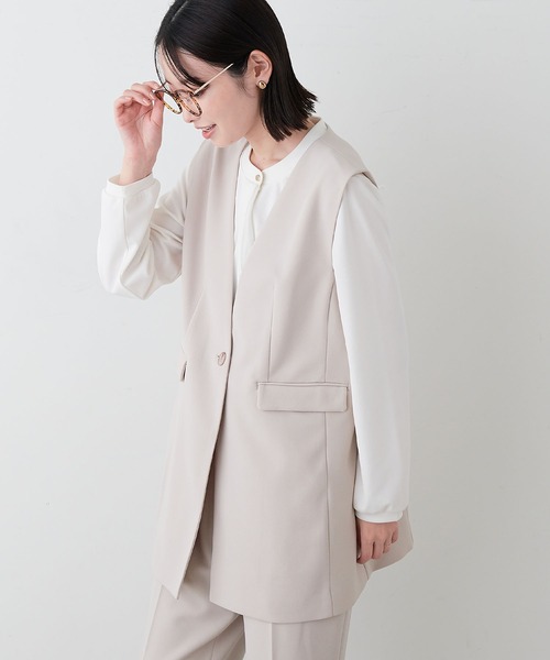 anyfee（エニフィー）の「【anyfee】パネルラインベスト（ジレ）/セレモニー オケージョン オフィス（上下別売り）（スーツベスト・レディース・ブラック/グレー/ベージュ/ネイビー・LL/3L/4L/5L）」の17枚目の写真