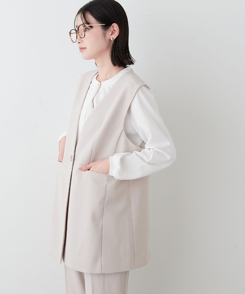 anyfee（エニフィー）の「【anyfee】パネルラインベスト（ジレ）/セレモニー オケージョン オフィス（上下別売り）（スーツベスト・レディース・ブラック/グレー/ベージュ/ネイビー・LL/3L/4L/5L）」の16枚目の写真