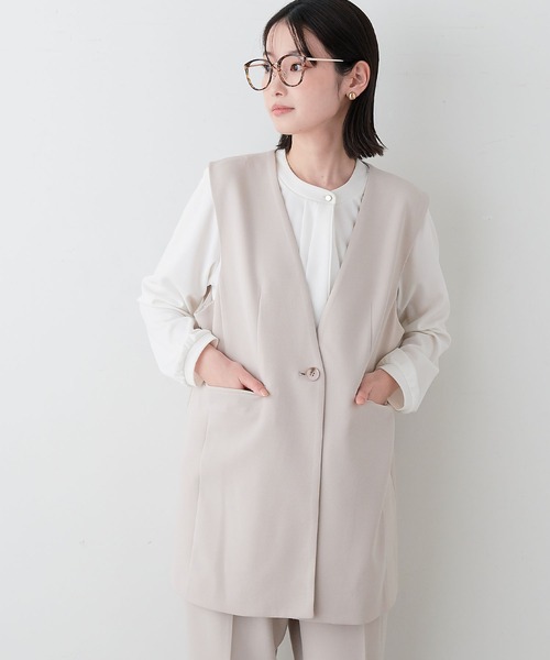 anyfee（エニフィー）の「【anyfee】パネルラインベスト（ジレ）/セレモニー オケージョン オフィス（上下別売り）（スーツベスト・レディース・ブラック/グレー/ベージュ/ネイビー・LL/3L/4L/5L）」の15枚目の写真