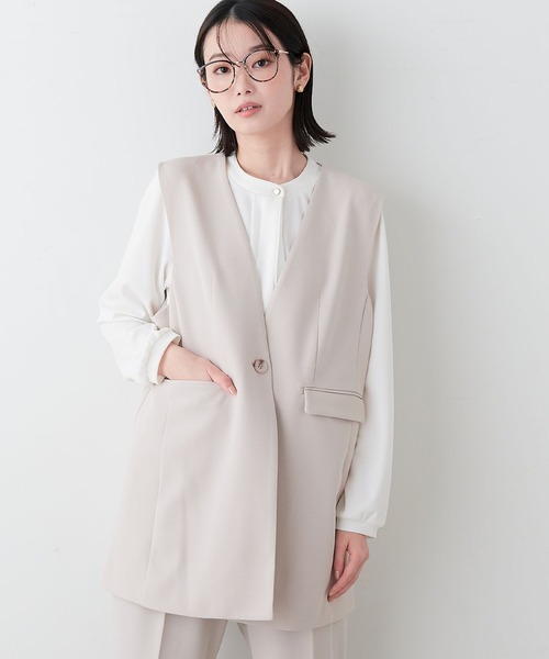 anyfee（エニフィー）の「【anyfee】パネルラインベスト（ジレ）/セレモニー オケージョン オフィス（上下別売り）（スーツベスト・レディース・ブラック/グレー/ベージュ/ネイビー・LL/3L/4L/5L）」の14枚目の写真