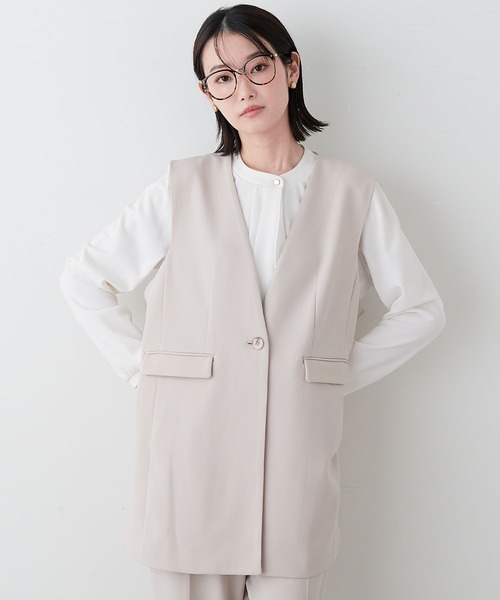 anyfee（エニフィー）の「【anyfee】パネルラインベスト（ジレ）/セレモニー オケージョン オフィス（上下別売り）（スーツベスト・レディース・ブラック/グレー/ベージュ/ネイビー・LL/3L/4L/5L）」の13枚目の写真