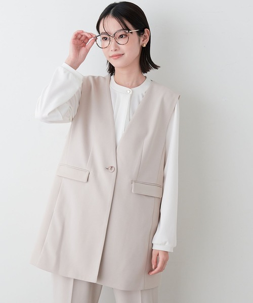 anyfee（エニフィー）の「【anyfee】パネルラインベスト（ジレ）/セレモニー オケージョン オフィス（上下別売り）（スーツベスト・レディース・ブラック/グレー/ベージュ/ネイビー・LL/3L/4L/5L）」の12枚目の写真