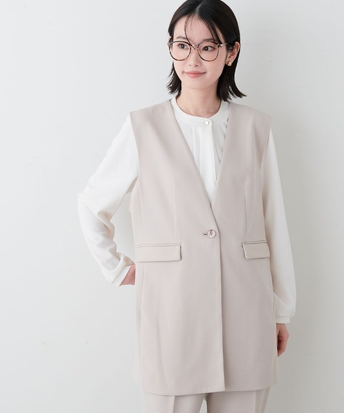 anyfee（エニフィー）の「【anyfee】パネルラインベスト（ジレ）/セレモニー オケージョン オフィス（上下別売り）（スーツベスト・レディース・ブラック/グレー/ベージュ/ネイビー・LL/3L/4L/5L）」の11枚目の写真