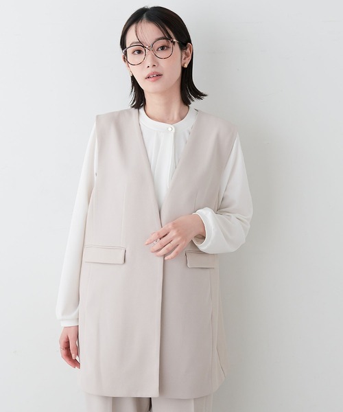 anyfee（エニフィー）の「【anyfee】パネルラインベスト（ジレ）/セレモニー オケージョン オフィス（上下別売り）（スーツベスト・レディース・ブラック/グレー/ベージュ/ネイビー・LL/3L/4L/5L）」の10枚目の写真