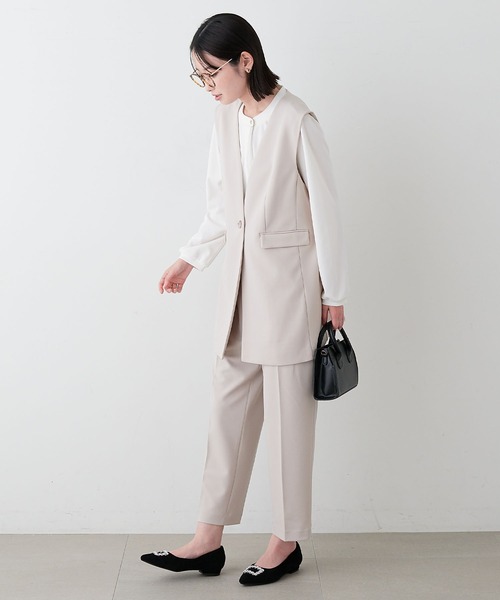 anyfee（エニフィー）の「【anyfee】パネルラインベスト（ジレ）/セレモニー オケージョン オフィス（上下別売り）（スーツベスト・レディース・ブラック/グレー/ベージュ/ネイビー・LL/3L/4L/5L）」の9枚目の写真