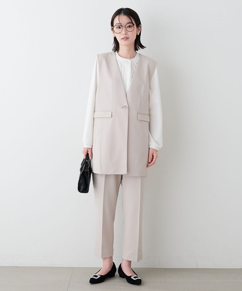 anyfee（エニフィー）の「【anyfee】パネルラインベスト（ジレ）/セレモニー オケージョン オフィス（上下別売り）（スーツベスト・レディース・ブラック/グレー/ベージュ/ネイビー・LL/3L/4L/5L）」の7枚目の写真