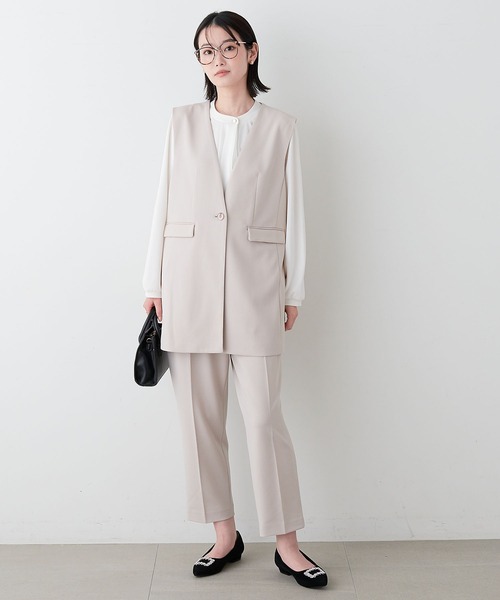 anyfee（エニフィー）の「【anyfee】パネルラインベスト（ジレ）/セレモニー オケージョン オフィス（上下別売り）（スーツベスト・レディース・ブラック/グレー/ベージュ/ネイビー・LL/3L/4L/5L）」の6枚目の写真