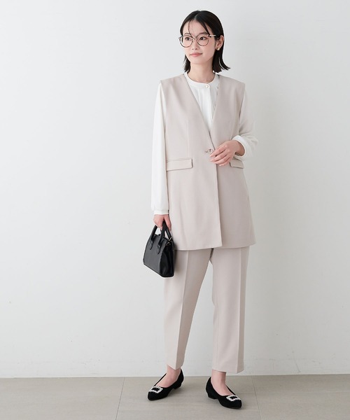 anyfee（エニフィー）の「【anyfee】パネルラインベスト（ジレ）/セレモニー オケージョン オフィス（上下別売り）（スーツベスト・レディース・ブラック/グレー/ベージュ/ネイビー・LL/3L/4L/5L）」の5枚目の写真