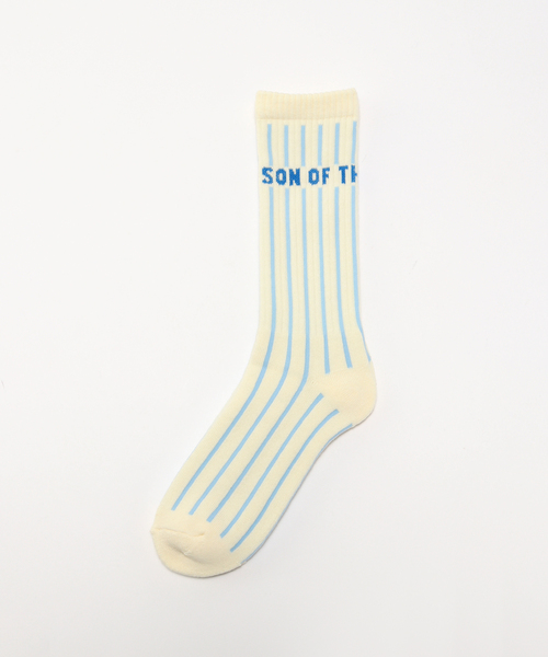 SON OF THE CHEESE(サノバチーズ)の「SON OF THE CHEESE / サノバチーズ STRIPE SOX(ソックス/靴下・メンズ・ブルー/マスタード・FREE)」の1枚目の写真
