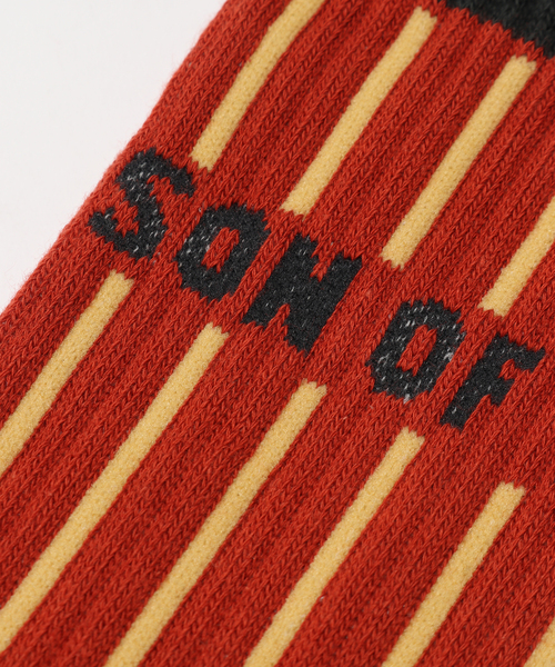 SON OF THE CHEESE(サノバチーズ)の「SON OF THE CHEESE / サノバチーズ STRIPE SOX(ソックス/靴下・メンズ・ブルー/マスタード・FREE)」の3枚目の写真
