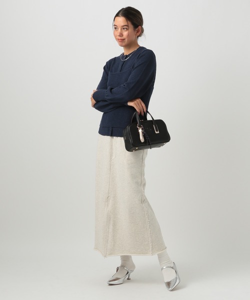BAYFLOW（ベイフロー）の「[スリットデザインに調整可能]フロントジップスウェットスカート（スカート・レディース・オートミール/ネイビー/グレー・SMALL/MEDIUM）」の5枚目の写真