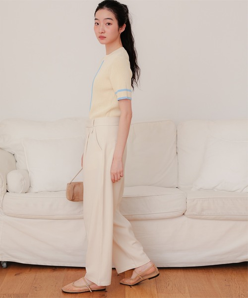 miette(ミエット)の「配色ラインリブトップス(ニット/セーター・レディース・オフホワイト/グレー/ネイビー/ライトベージュ・FREE)」の13枚目の写真