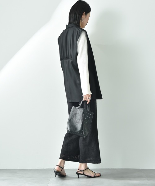 INTERPLANET（インタープラネット）の「麻調合繊デザインジャケット（ベスト・レディース・ブラック/グレー・FREE）」の17枚目の写真