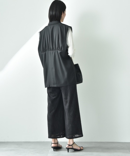 INTERPLANET（インタープラネット）の「麻調合繊デザインジャケット（ベスト・レディース・ブラック/グレー・FREE）」の18枚目の写真