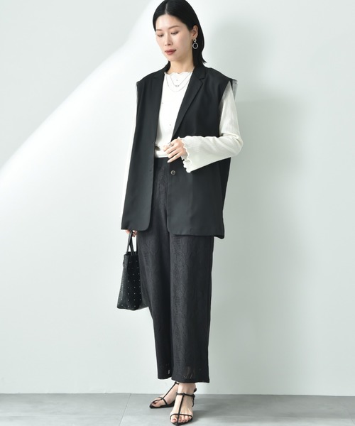 INTERPLANET（インタープラネット）の「麻調合繊デザインジャケット（ベスト・レディース・ブラック/グレー・FREE）」の19枚目の写真