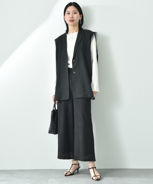 INTERPLANET（インタープラネット）の「麻調合繊デザインジャケット（ベスト・レディース・ブラック/グレー・FREE）」の20枚目の写真