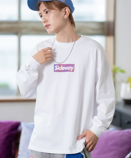 SIDEWAY STANCE（サイドウェイスタンス）の「【SIDEWAY STANCE】ボックスロゴ プリント ロンT（Tシャツ/カットソー・メンズ・ブラック/サックスブルー/ホワイト/ホワイト系/ブラック系/パープル系/ブラック系1/ホワイト系1/ライトグレー系1・MEDIUM/X-LARGE/LARGE/SMALL）」の4枚目の写真