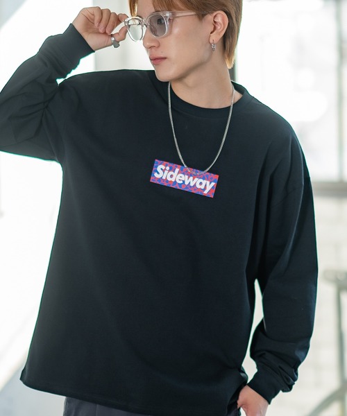 SIDEWAY STANCE（サイドウェイスタンス）の「【SIDEWAY STANCE】ボックスロゴ プリント ロンT（Tシャツ/カットソー・メンズ・ブラック/サックスブルー/ホワイト/ホワイト系/ブラック系/パープル系/ブラック系1/ホワイト系1/ライトグレー系1・MEDIUM/X-LARGE/LARGE/SMALL）」の6枚目の写真