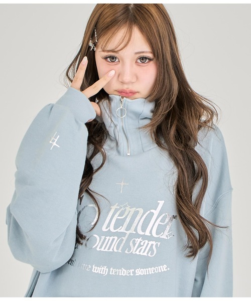 人気♪アクアガール別注 アメリカーナ プリントデザインパーカー Aライン 白 セール】【ティーンズライン】ハクプリント ハーフジップ