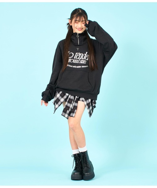 人気♪アクアガール別注 アメリカーナ プリントデザインパーカー Aライン 白 ATTITUDE
