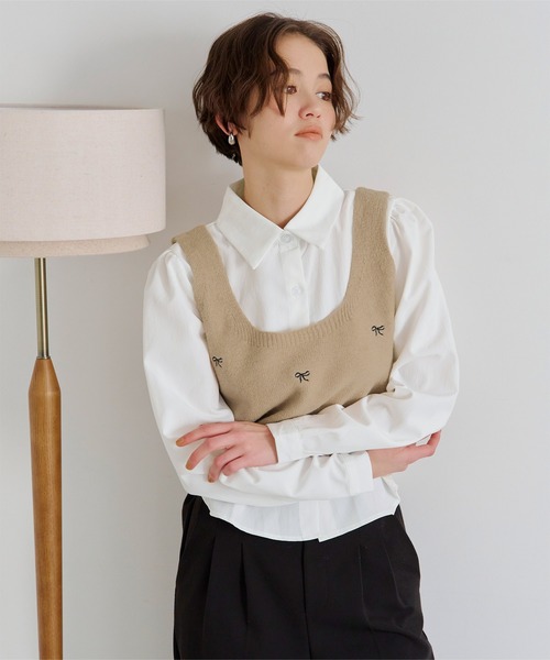 titivate（ティティベイト）の「リボン刺繍ベストセットブラウス（シャツ/ブラウス・レディース・グレー/ベージュ/アイボリー・FREE）」の20枚目の写真