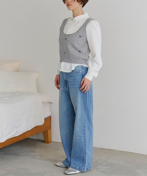 titivate（ティティベイト）の「リボン刺繍ベストセットブラウス（シャツ/ブラウス・レディース・グレー/ベージュ/アイボリー・FREE）」の14枚目の写真