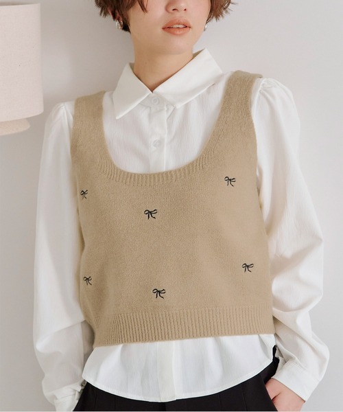 titivate（ティティベイト）の「リボン刺繍ベストセットブラウス（シャツ/ブラウス・レディース・グレー/ベージュ/アイボリー・FREE）」の22枚目の写真