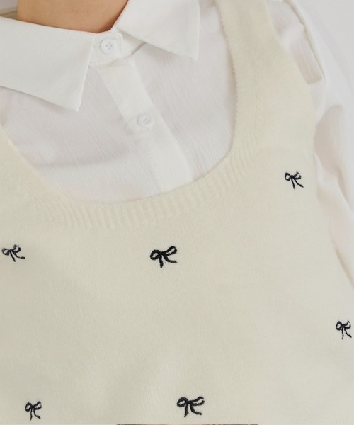 titivate（ティティベイト）の「リボン刺繍ベストセットブラウス（シャツ/ブラウス・レディース・グレー/ベージュ/アイボリー・FREE）」の7枚目の写真
