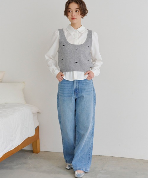 titivate（ティティベイト）の「リボン刺繍ベストセットブラウス（シャツ/ブラウス・レディース・グレー/ベージュ/アイボリー・FREE）」の11枚目の写真