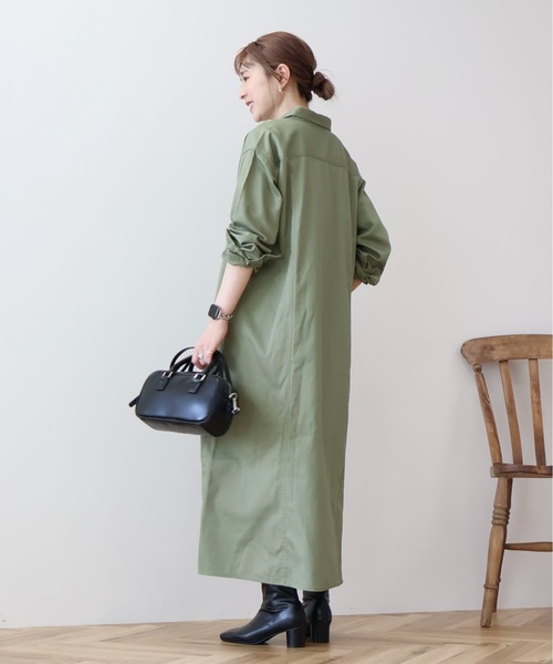 AMERICAN HOLIC（アメリカンホリック）の「Wポケットシャツワンピース（ワンピース・レディース・カーキ/ライトインディゴブルー/ベージュ・M/L）」の13枚目の写真