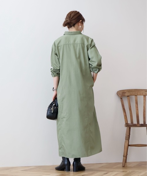 AMERICAN HOLIC（アメリカンホリック）の「Wポケットシャツワンピース（ワンピース・レディース・カーキ/ライトインディゴブルー/ベージュ・M/L）」の14枚目の写真