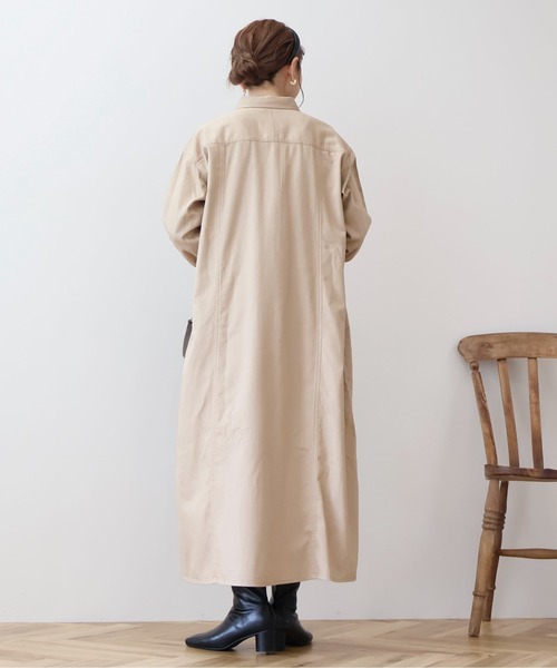 AMERICAN HOLIC（アメリカンホリック）の「Wポケットシャツワンピース（ワンピース・レディース・カーキ/ライトインディゴブルー/ベージュ・M/L）」の7枚目の写真