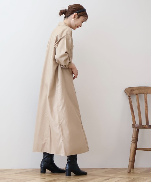 AMERICAN HOLIC（アメリカンホリック）の「Wポケットシャツワンピース（ワンピース・レディース・カーキ/ライトインディゴブルー/ベージュ・M/L）」の6枚目の写真